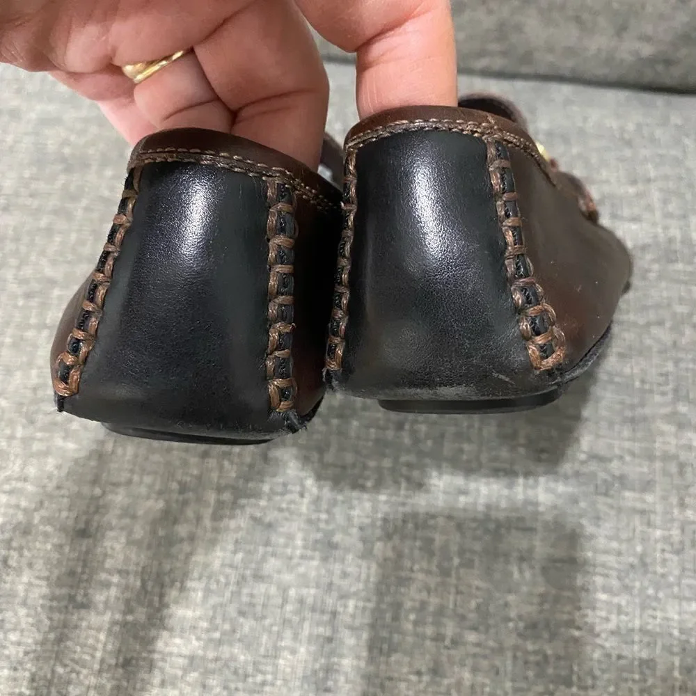 Gucci Dark Brown Leather Loafers with Gold Hardware
